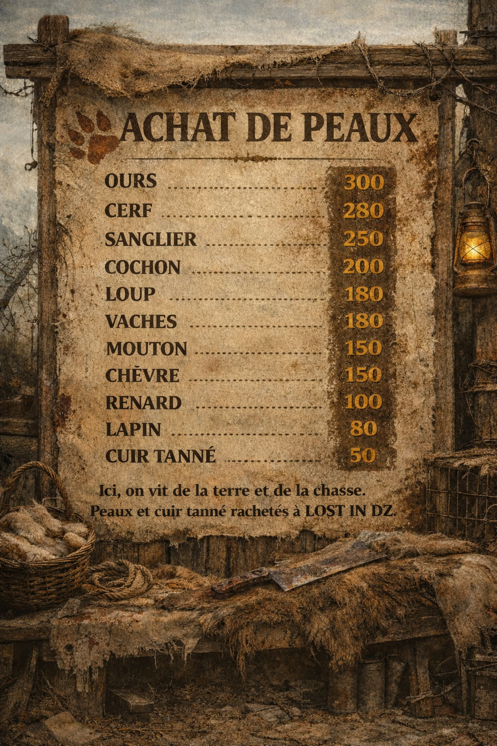 Vente de peaux